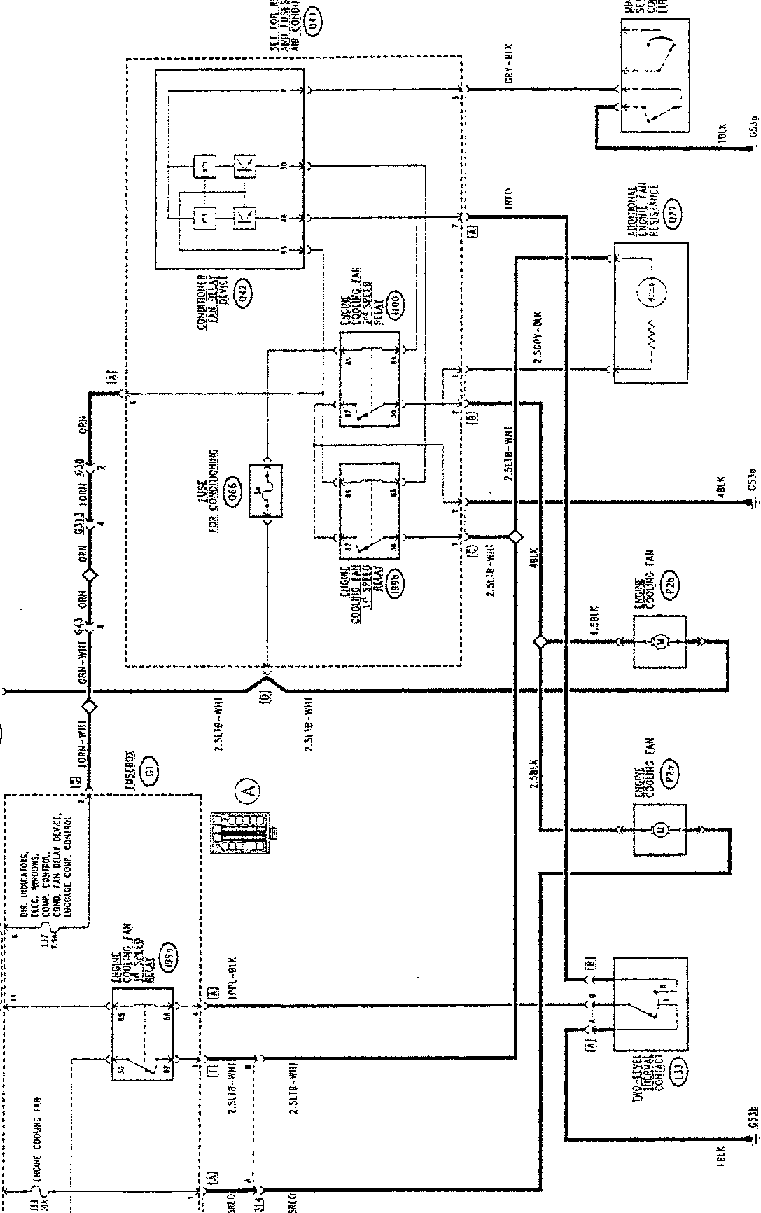 Wiring diagram for checking the engine fan in Boxer versions.
