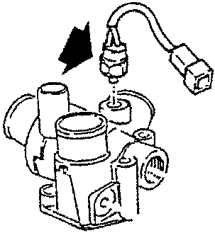 Illustration of compressor cutoff thermal contact with arrow indicating connection point