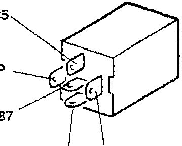 Relay with pins labeled 30, 86, 85, 87, P