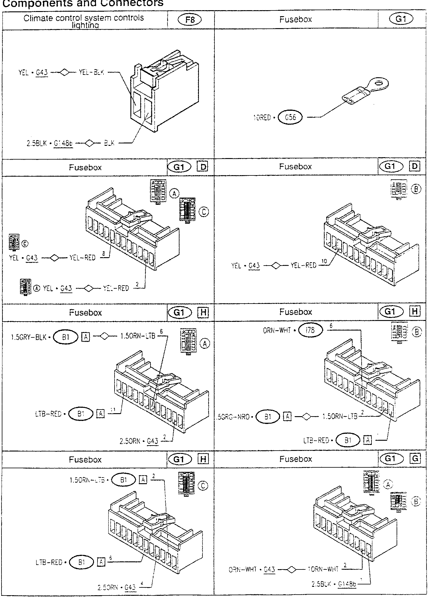 Fuse box wiring diagram for climate control and lighting systems