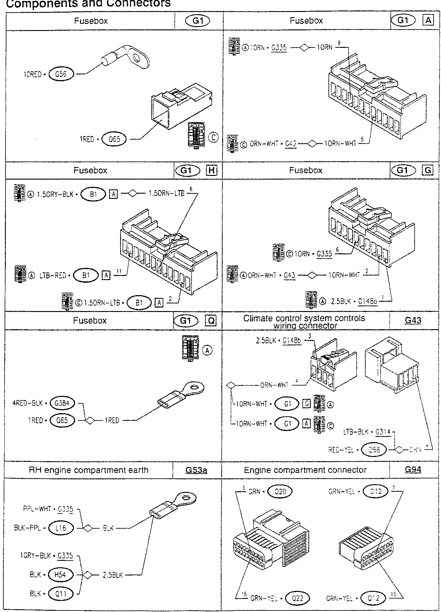 Fusebox diagram with wires labeled 10RED·G56 and 1RED·Q65