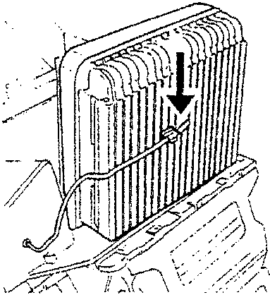 Antifrost sensor mounted on radiator