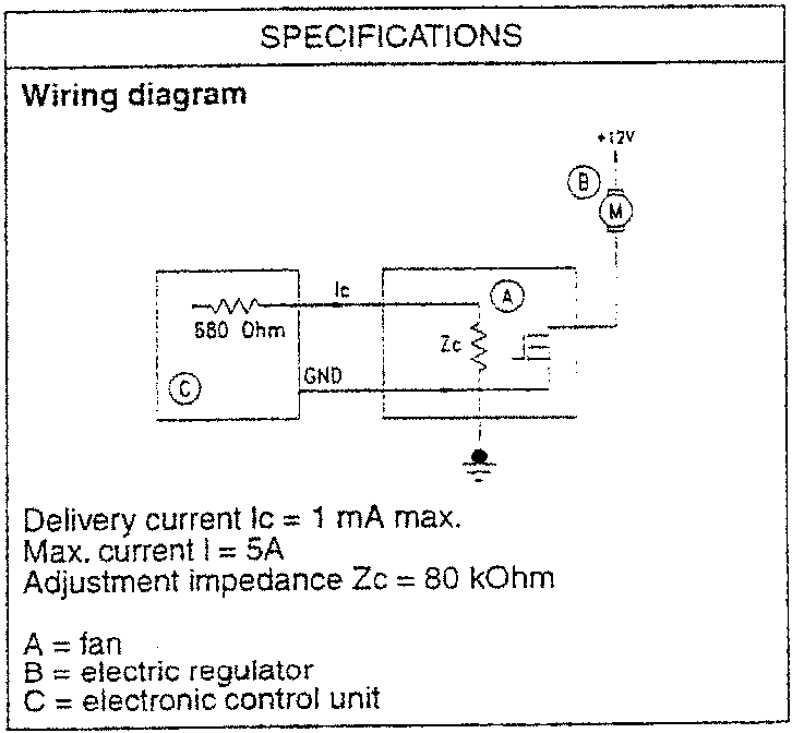 Wiring diagram for fan control circuit with regulator and control unit