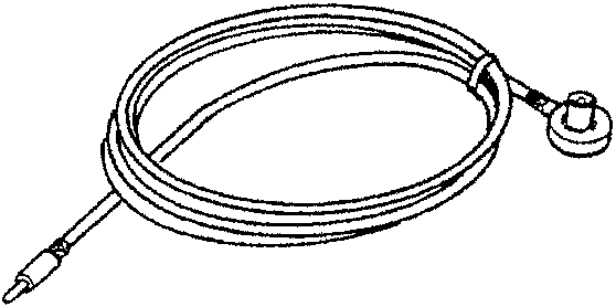 Coaxial cable with connector shown coiled