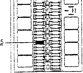 Diagram of a fuse box labeled C with a red box around it. Inside the box, there is a label F15 pointing to a specific fuse position.