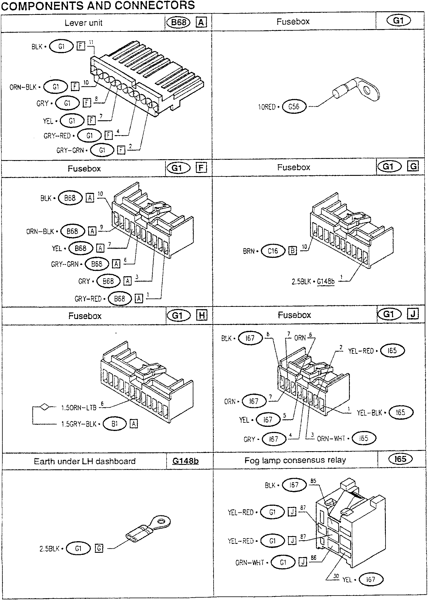Wiring diagram for car's fuse box and related electrical components