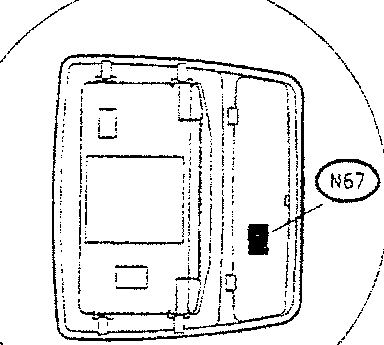 Diagram showing the location of component N67 on a car door panel.