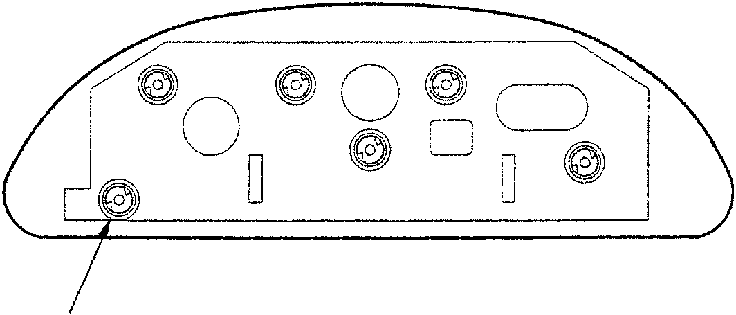 Instrument cluster back view with one circular component highlighted