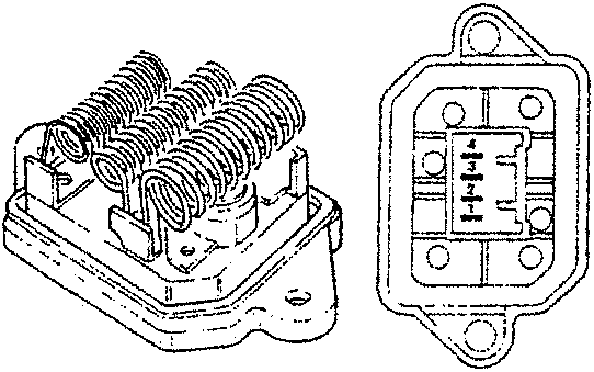 Illustration of the fan speed adjustment resistance unit with its terminals