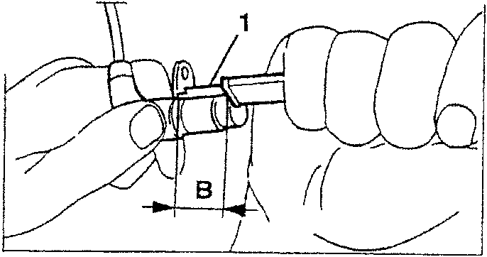 Calculating the RPM sensor gap using dimensions A and B, with a specified tolerance box showing A - B = 0.7 ± 0.1 mm