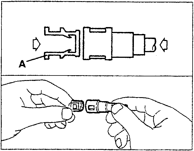 Diagram showing refitting insert A onto a quick coupling