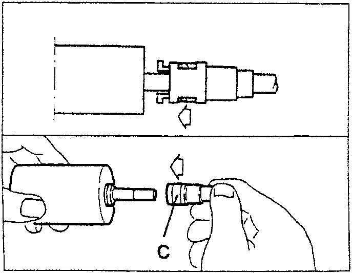 Diagram showing connection of pipe C to a quick coupling