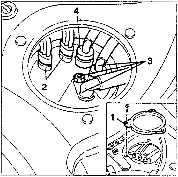Diagram showing fuel pump access cover with numbered parts 1, 2, 3, 4