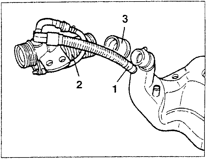 Fuel filler neck with anti-bubbling pipe (1, 2, 3)