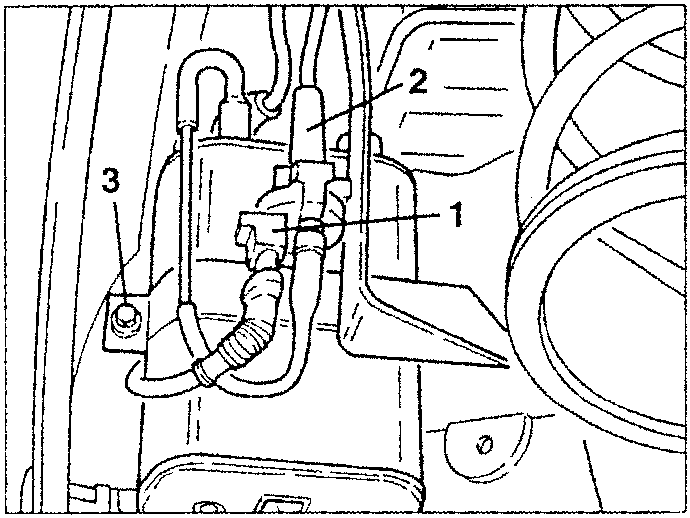 Solenoid valve and fuel vapour filter connection diagram
