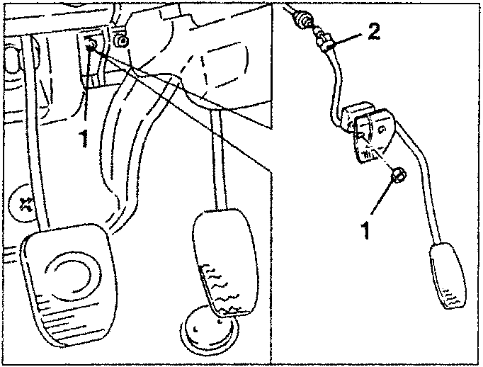 Accelerator pedal with cable disconnected