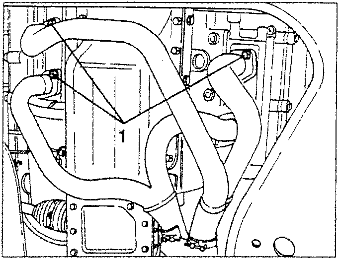 Exhaust pipe connected to cylinder heads