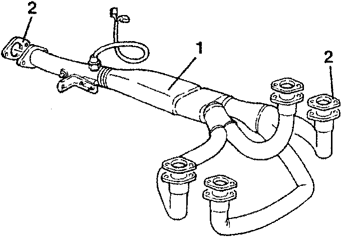 Lambda sensor and support bracket on exhaust pipe