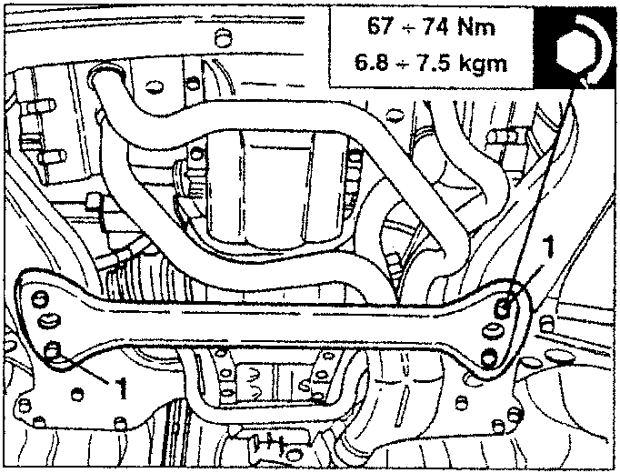 Engine support frame crossmember with bolts