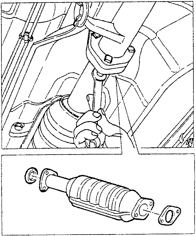 Illustration showing removal of catalytic converter