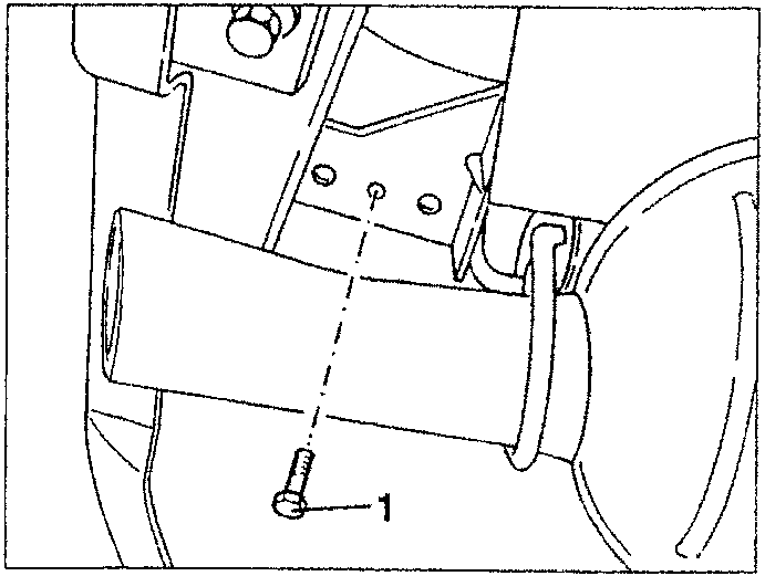 Diagram showing exhaust pipe and support bracket with bolt 1