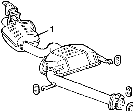 Diagram showing catalytic converter with parts 1 and 2