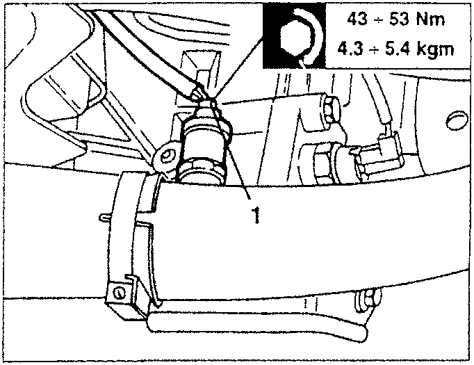Lambda sensor being removed with torque specification box.