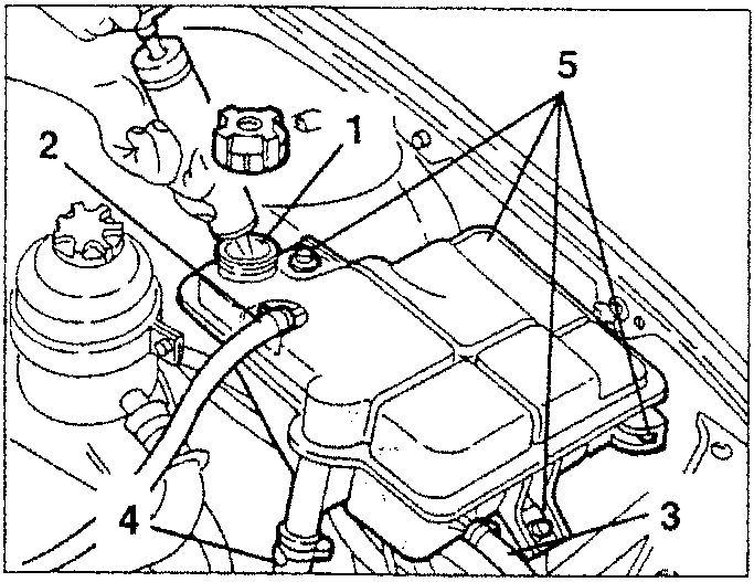 Header tank with labeled parts 1, 2, 3, 4, 5