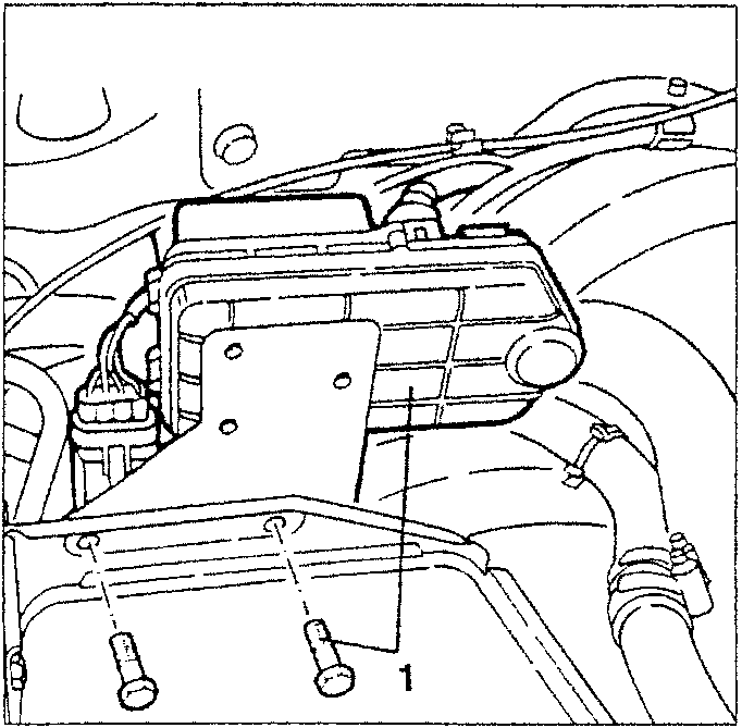 Battery support with screws labeled 1