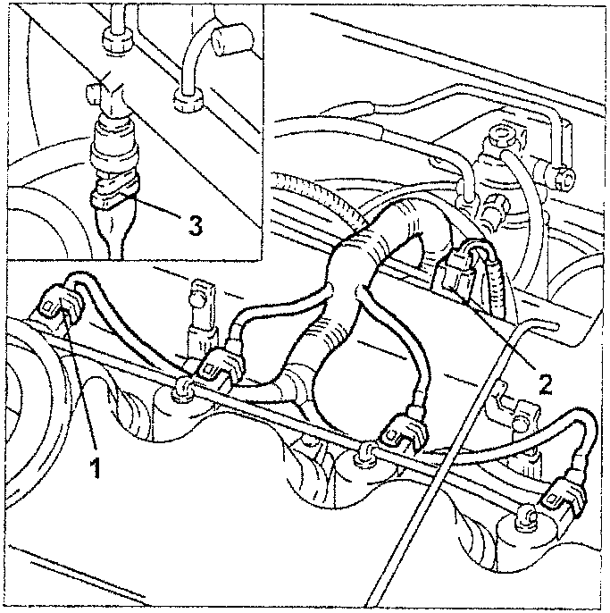 Engine diagram showing connections 1, 2, and 3