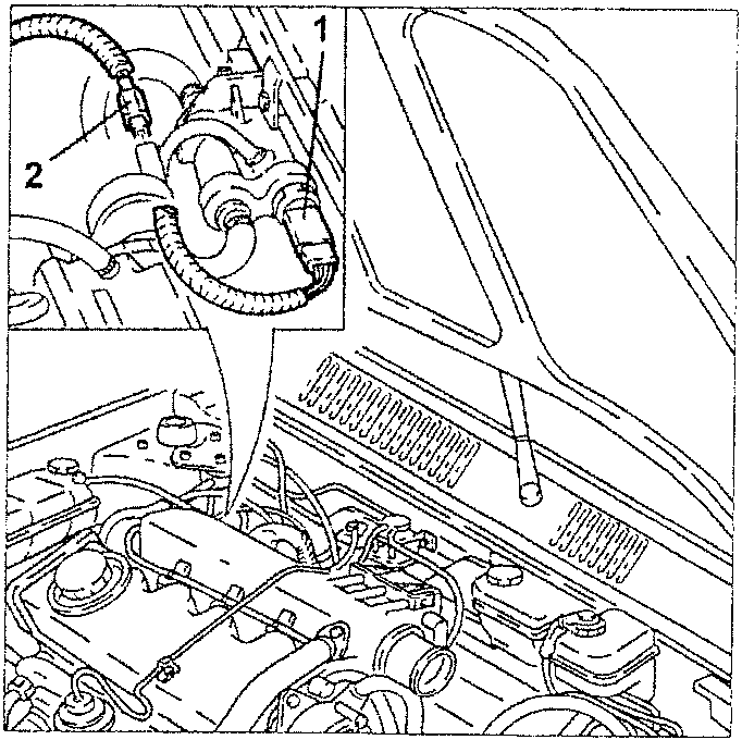 Engine diagram showing connections 1 and 2