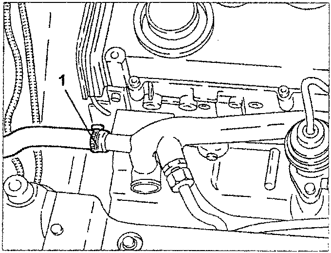 Engine bay showing system supply pipe connected to header tank and water pump