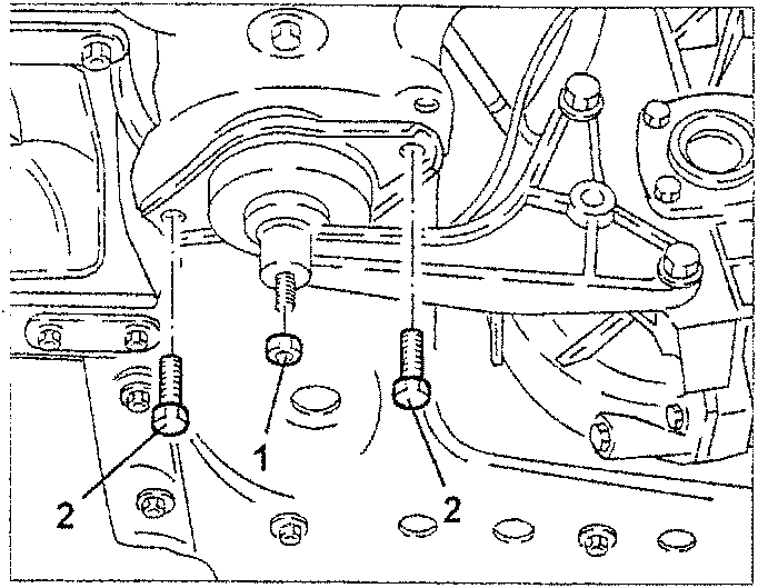 Diagram showing nuts and bolts labeled 1 and 2