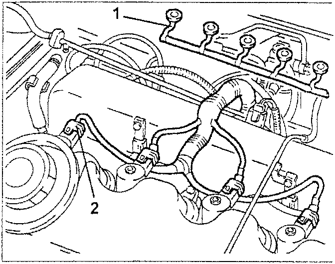 Engine diagram showing glow plug and injector electrical connections