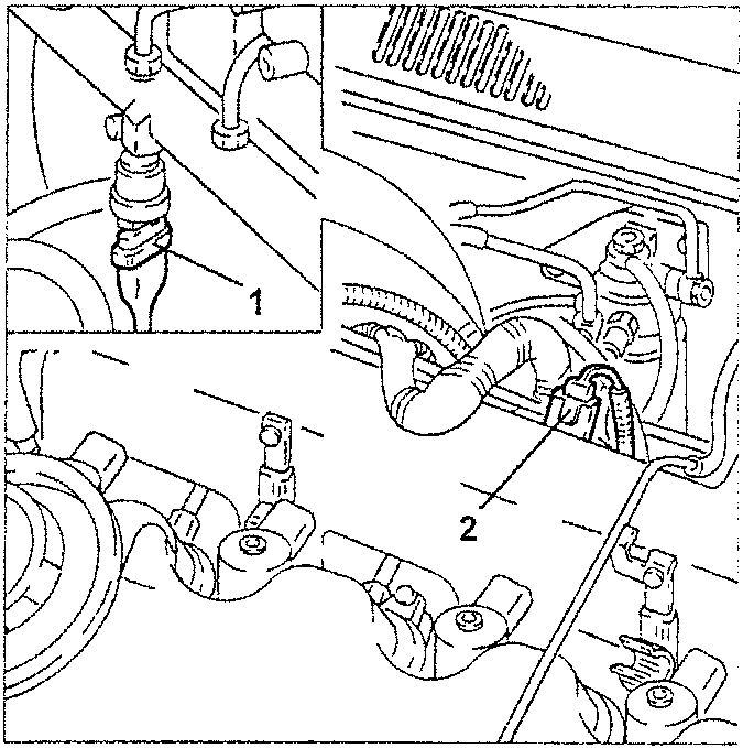 Engine diagram showing fuel pressure and supercharging sensors