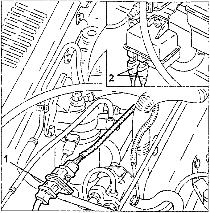 Engine bay showing electrical connectors for cam angle sensor and glow plug control unit