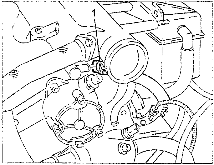 Engine diagram showing oil vapour recovery pipe disconnection