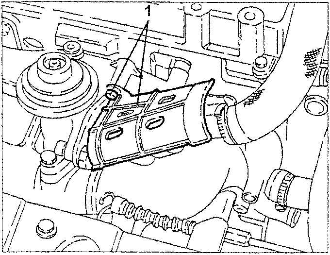 Engine diagram showing E.G.R. valve cover removal