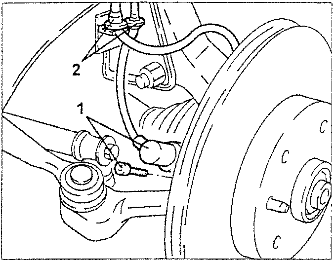 Diagram showing brake components including A.B.S. sensor and caliper hose