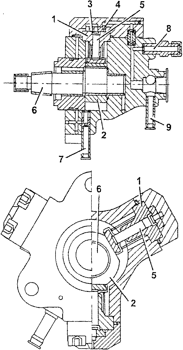 Pressure pump cross-section diagram showing components 1 to 9