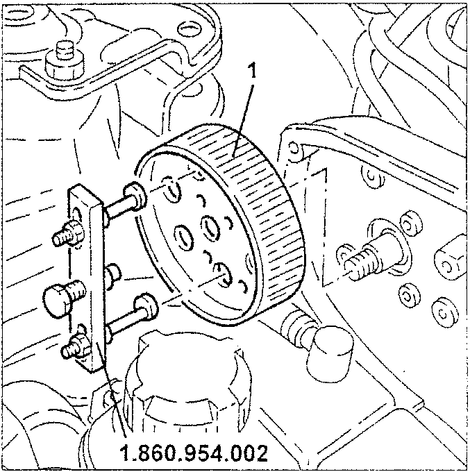 Diagram showing pressure pump control pulley with tool 1.860.954.002