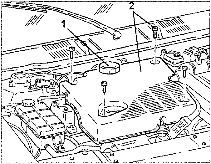 Engine cover removal diagram with numbered parts