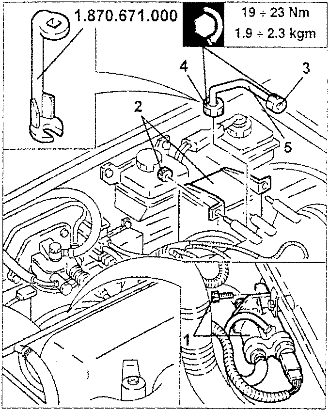 Diagram showing removal of fuel delivery pipes with torque specification