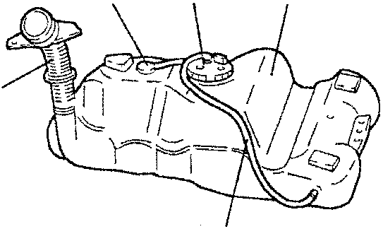 Fuel tank with filler neck and mounting points diagram