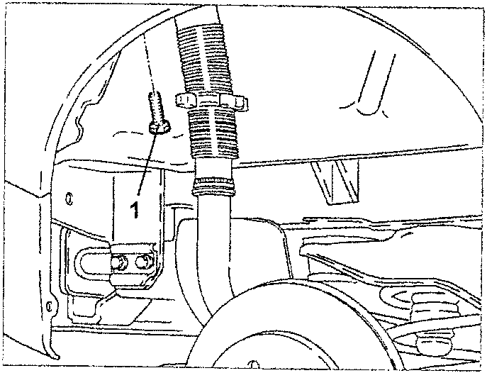 Diagram showing screw fastening the fuel filler to the body
