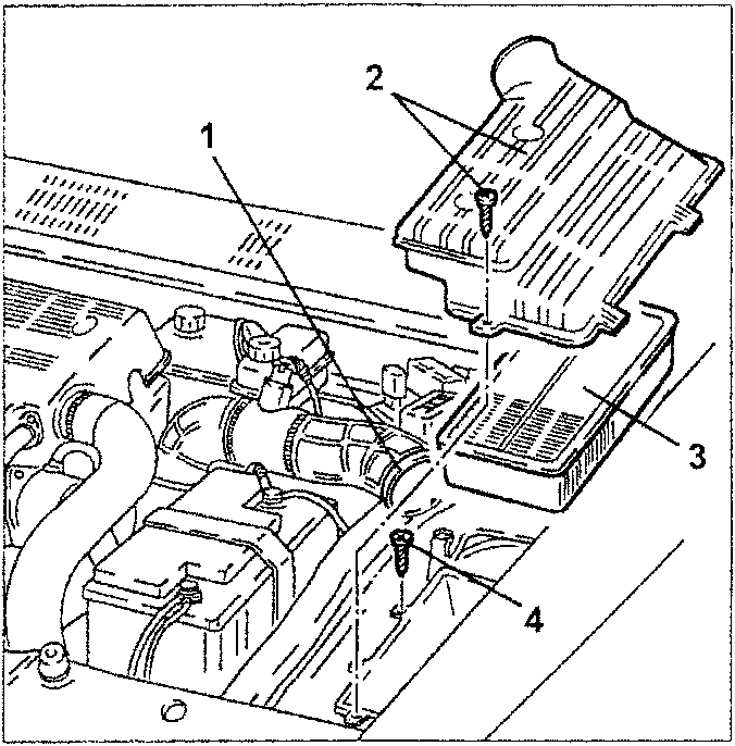 Air cleaner assembly with numbered parts 1, 2, 3, 4