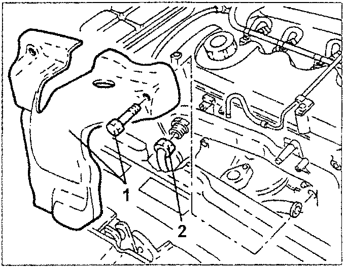 E.G.R. valve with components 1 and 2