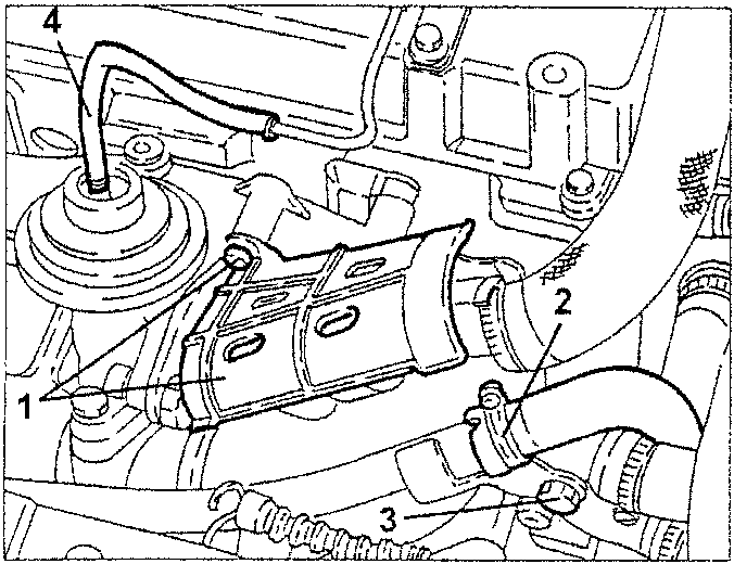Engine component assembly diagram with numbered parts