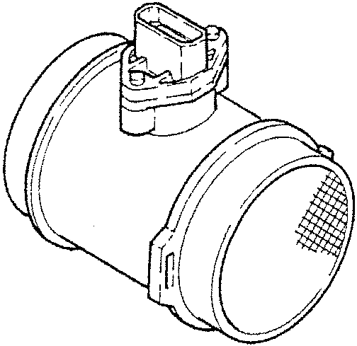 Air flow meter diagram showing cylindrical shape with sensor housing