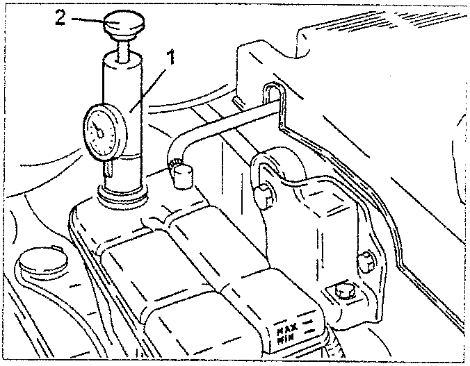 Pressure gauge on header tank
